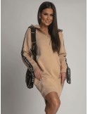 Insulated sports dress with a hood, beige FI558 - Online store - Boutique